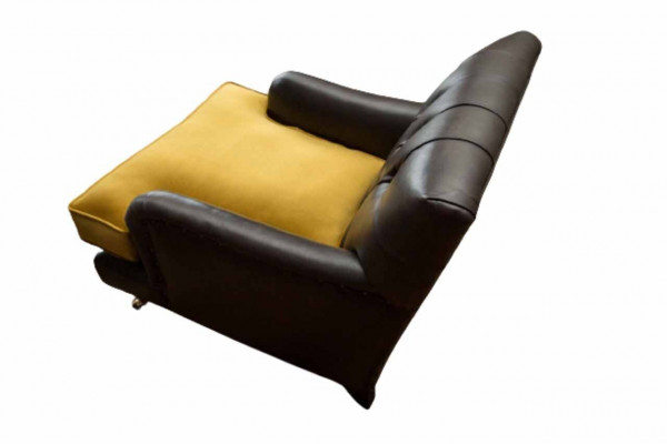 Fotel Couch Sofa Skóra Brown Lounge Podkładka miejsce siedzące Luxury Design Club
