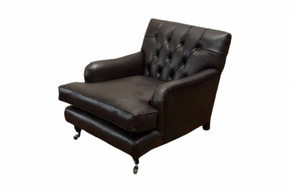 Designerski Fotel 1 miejsce siedzące Brown Skóra Włókienniczy Luksusowa Sofa Chesterfield