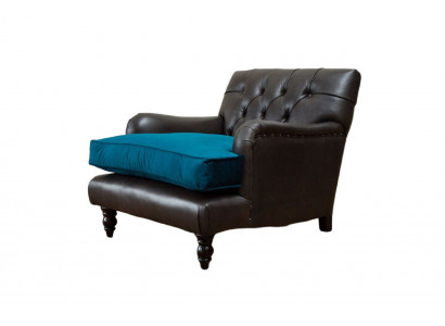 Chesterfield Fotel Couch 1 miejsce do siedzenia Sofy Podkładka Sofa Skóra Szara