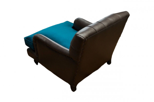 Chesterfield Fotel Couch 1 miejsce do siedzenia Sofy Podkładka Sofa Skóra Szara