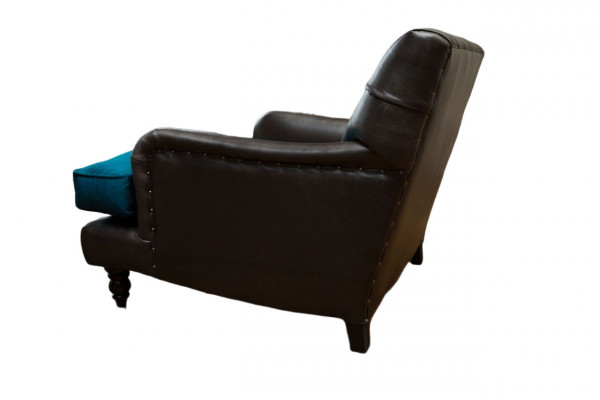 Chesterfield Fotel Couch 1 miejsce do siedzenia Sofy Podkładka Sofa Skóra Szara