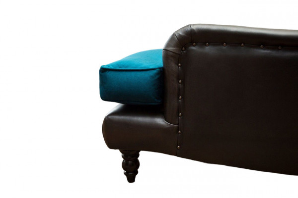 Chesterfield Fotel Couch 1 miejsce do siedzenia Sofy Podkładka Sofa Skóra Szara