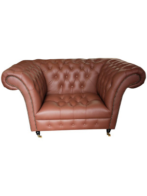 Luksusowy Chesterfield Fotel Skóra Siedziba Lounge Fotel s Brown Modern