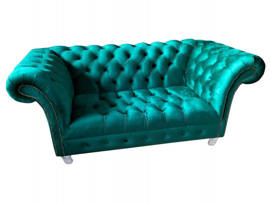 Chesterfield Luxury Sofa 2 miejsce do siedzenia Włókienniczy Couch Blue Sofas Green Couches