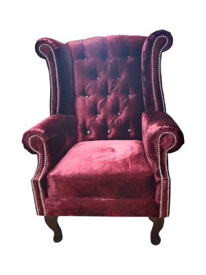 EarsFotel Chesterfield Fotel Aksamit Czerwony Couch 1 miejsce siedzące Modern