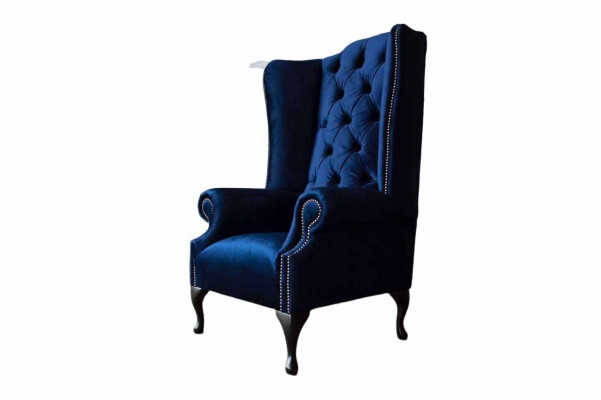 EarsFotel Chesterfield Sofa Couch Podkładka 1 miejsce siedzące Fotel Włókienniczy Blue