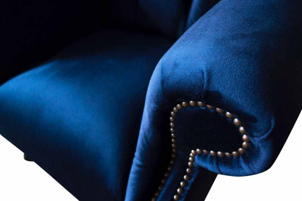 EarsFotel Chesterfield Sofa Couch Podkładka 1 miejsce siedzące Fotel Włókienniczy Blue