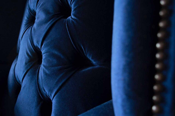 EarsFotel Chesterfield Sofa Couch Podkładka 1 miejsce siedzące Fotel Włókienniczy Blue