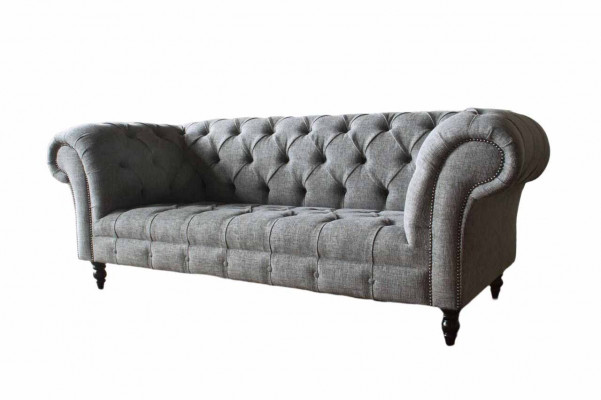 Chesterfield Couch Sofa Podkładka 3 miejsce do siedzenia Kanapy Siedziba Sofy Szare Nowe