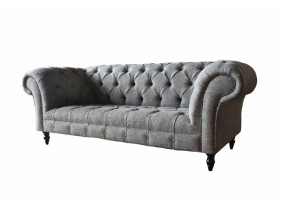 Chesterfield Couch Sofa Podkładka 3 miejsce do siedzenia Kanapy Siedziba Sofy Szare Nowe