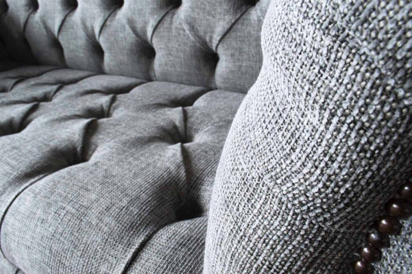 Chesterfield Couch Sofa Podkładka 3 miejsce do siedzenia Kanapy Siedziba Sofy Szare Nowe