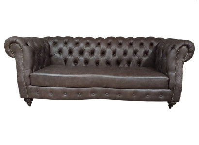 Sofa 3 miejsce do siedzenia Chesterfield Couch Prawdziwa skóra Sofy Brown Couches Meble