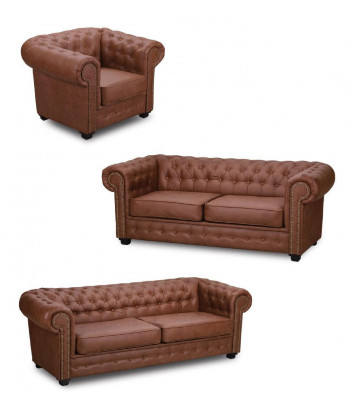 Zestaw sofowy Chesterfield 3+2+1 Meble do Salonu Kanapa Ustawić Materiał Włókienniczy