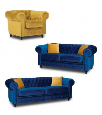 Chesterfield Zestaw sofowy Couch Meble wyposażenie salonu 3+2+1 miejsce do siedzenia