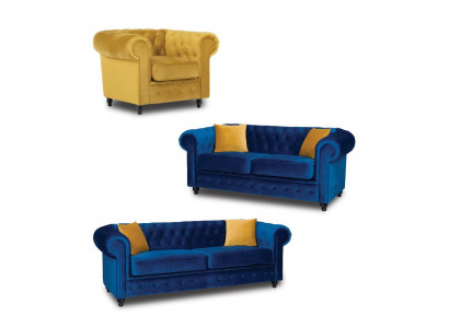 Chesterfield Zestaw sofowy Couch Meble wyposażenie salonu 3+2+1 miejsce do siedzenia