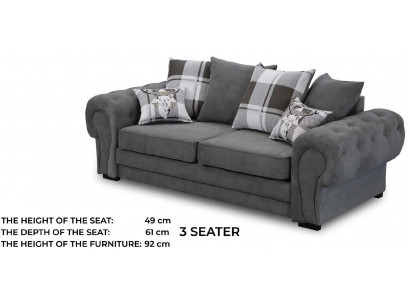 Kanapa Trzyosobowa Podkładka Meble Aksamit Kanapa Materiał Sofa 224cm Kanapy