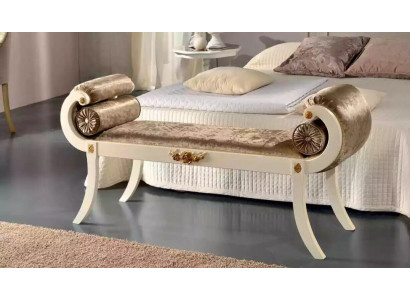 Klasyczna beżowa tapicerowana ławka do siedzenia designerskie meble drewniane