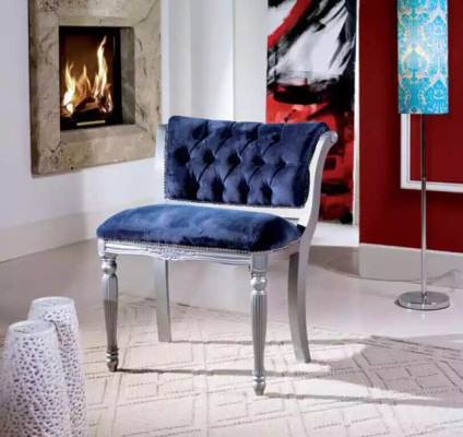 Niebieskie krzesło do jadalni Chesterfield Krzesło tapicerowane Fotel Klasyczny design