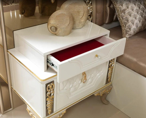 Sypialnia Zestaw Łóżko 2x Szafki nocne Design Luksusowy nowy 5-częściowy Biały
