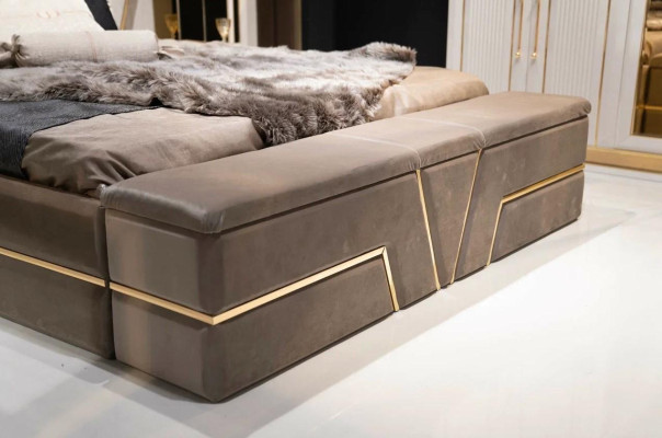 Sypialnia Zestaw Łóżko 2x Szafki nocne Luksusowy nowy 3-częściowy Design Modern Drewno