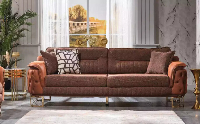 Brown Chesterfield Zestaw sofowy 3+3+1 miejsce do siedzenia, designerskie kanapy 3 sztuki
