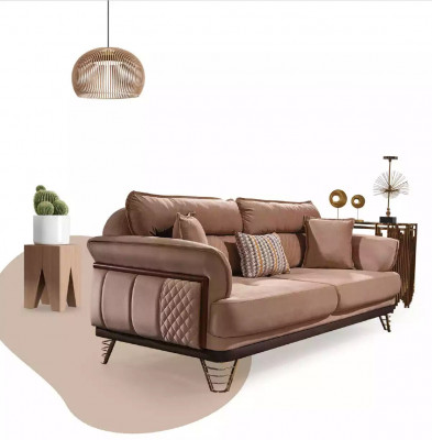 Beżowa trzyosobowa luksusowa sofa nowoczesna sofa do salonu 3-miejsce siedzące w stylu