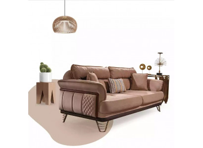 Beżowa trzyosobowa luksusowa sofa nowoczesna sofa do salonu 3-miejsce siedzące w stylu