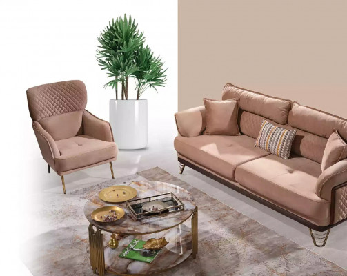 Beżowa trzyosobowa luksusowa sofa nowoczesna sofa do salonu 3-miejsce siedzące w stylu