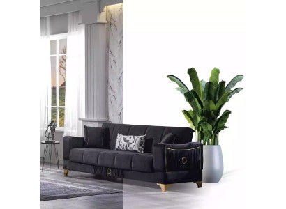 Czarna trzyosobowa luksusowa kanapa do salonu 3-miejsce siedzące Podkładka pod kanapę