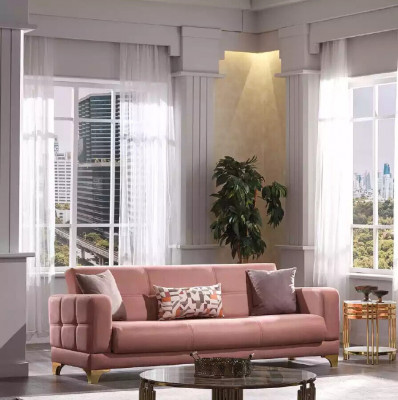Designerska Sofa Różowa 3-miejsce do siedzenia Designerska Sofa do Salonu Włókienniczy Meble Kanapy