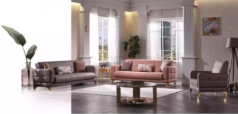 Designerska Sofa Różowa 3-miejsce do siedzenia Designerska Sofa do Salonu Włókienniczy Meble Kanapy