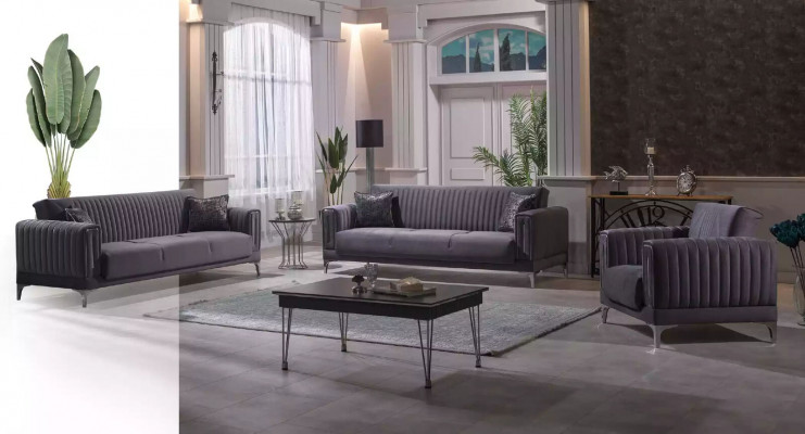 Szare trzyosobowe kanapy do salonu 3-miejsce siedzące aksamitne sofy luksusowa sofa Drewno Meble