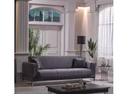 Szara sofa salonowa trzyosobowa aksamitna sofa 3-miejsce siedzące kanapy luksusowe meble