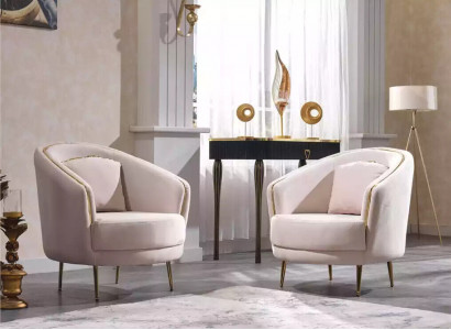 Nowoczesny salon Fotel jednoosobowy designerski salon Kolor beż Drewno