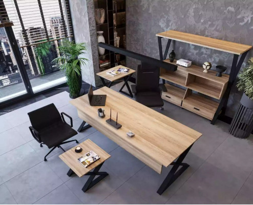 Designerski kwadratowy brązowy stolik kawowy ze schowkiem Stolik