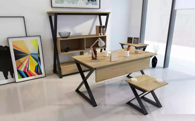 Designerski kwadratowy brązowy stolik kawowy ze schowkiem Stolik