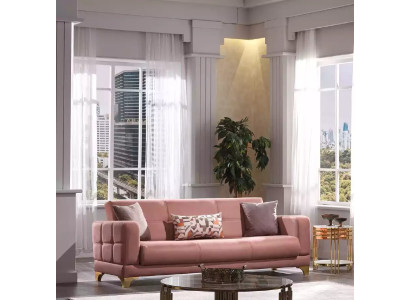 Różowa sofa trzyosobowa 3-miejsce siedzące kanapa salon meble designerskie sofy