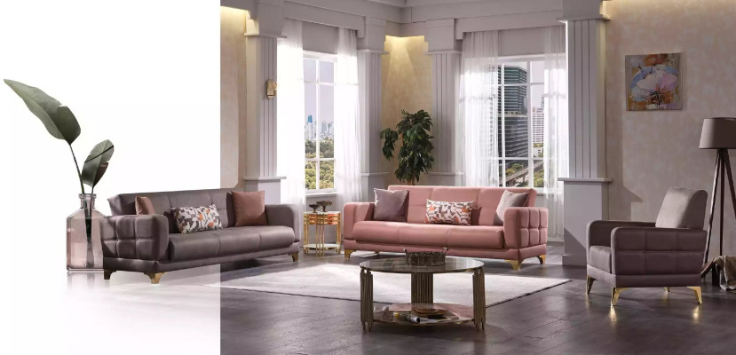 Różowa sofa trzyosobowa 3-miejsce siedzące kanapa salon meble designerskie sofy