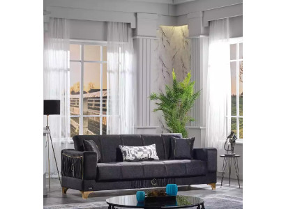 Czarna Sofa Designerska 3-miejsce siedzące Luksusowa Sofa Tkaninowa Relaks Meble Sofas