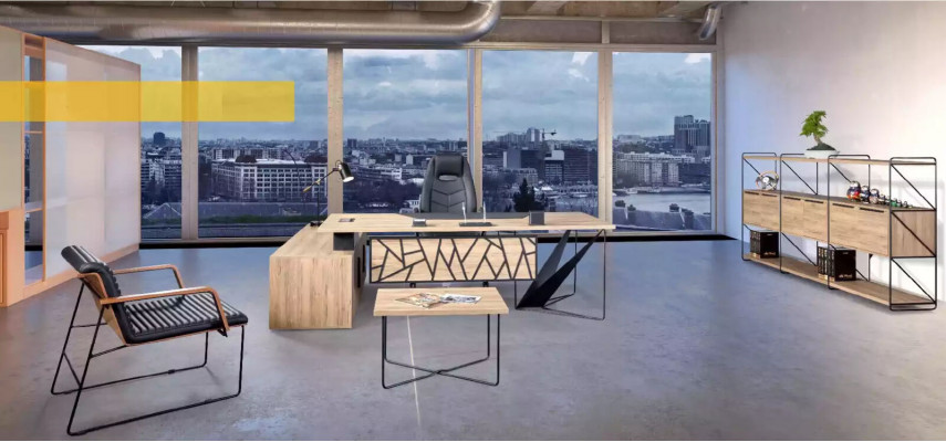 Designerski metalowy stolik kawowy meble drewniane wyposażenie gabinetu meble biurowe