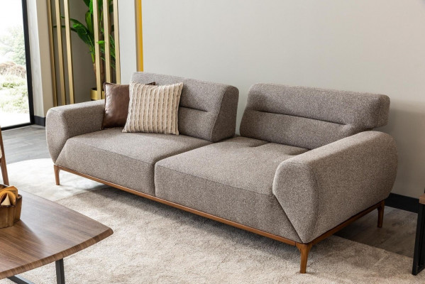 Zestaw sofowy trzyosobowy Fotel brązowa tapicerowana sofa szara kanapa sofy