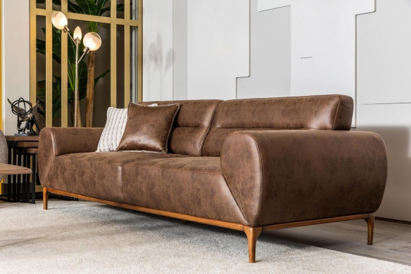 Zestaw sofowy trzyosobowy Fotel brązowa tapicerowana sofa szara kanapa sofy