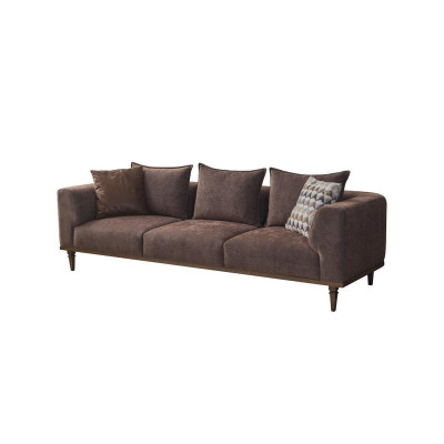 Zestaw kanapowy czteroosobowa trzyosobowa sofa z brązowej tkaniny tapicerowana sofa kanapa