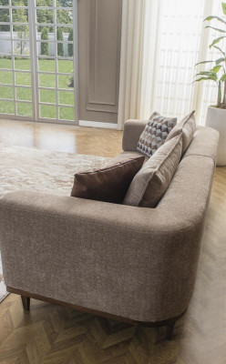 Sofa trzyosobowa 3 miejsce siedzące sofa materiałowa sofa tapicerowana szara nowoczesny materiał nowy