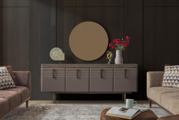 Kredens Szary Szafa Lustro Kredens Drewno Ustawić Kredens