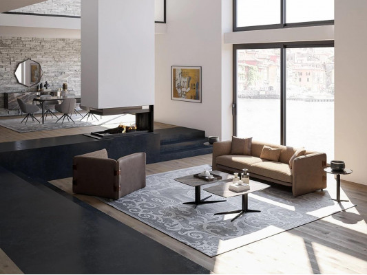 Kompletny zestaw mebli 6-częściowa nowoczesna trzyosobowa sofa Fotel Drewno 2x stolik kawowy