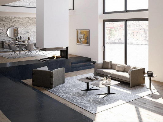 Komolett Zestaw 6-częściowa sofa trzyosobowa Nowy Fotel 2x stolik kawowy Drewno 2x Stolik