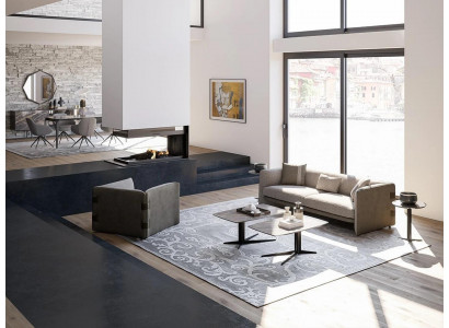 Komolett Zestaw 6-częściowa sofa trzyosobowa Nowy Fotel 2x stolik kawowy Drewno 2x Stolik
