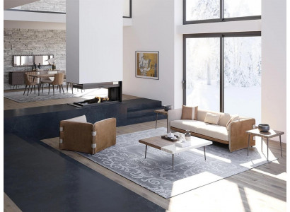 Kompletna 5-częściowa sofa trzyosobowa Meble Fotel Modern Drewno stolik kawowy