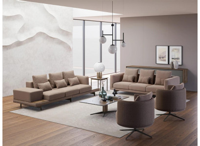 Kompletne umeblowanie 6-częściowe w kolorze brązowym 2x sofa trzyosobowa kanapa Meble tapicerowane 2x Fotel